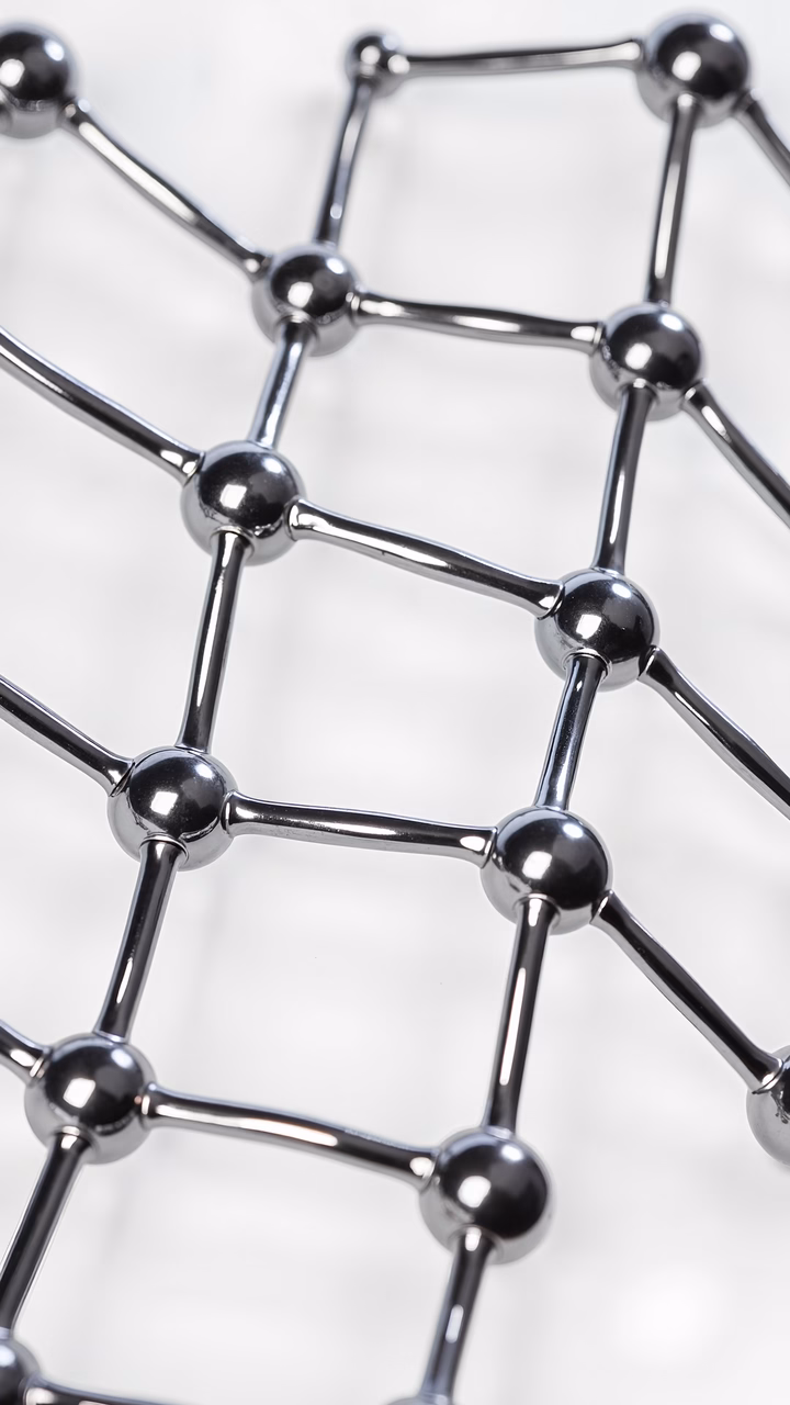Monochrome atomic structure illustration highlighting molecular precision.