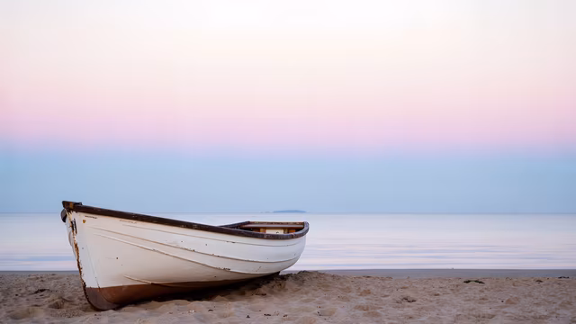 Beached Boat at Sunset
