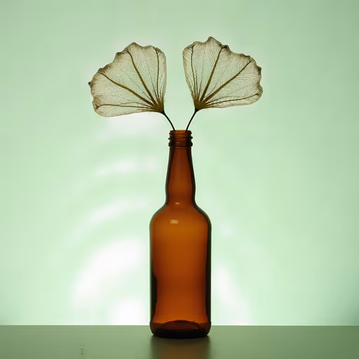 Bottle with Dried Leaves
