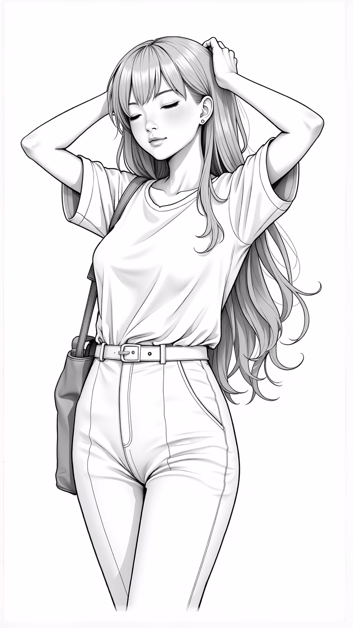 Casual elegance in fashion illustration.
