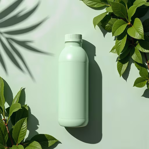 Green Bottle with Nature Elements