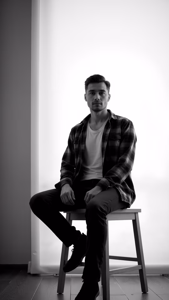 Man Sitting on Stool