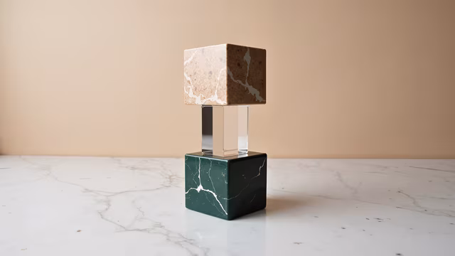 Marble Cubes on Glass Stand