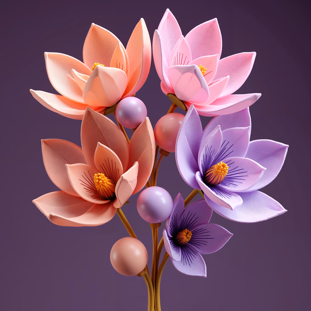 A delicate floral illustration in soft pastel tones, perfect for home decor or digital art.