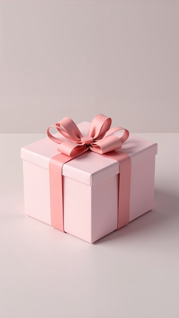 Elegant pink gift box with ribbon bow, perfect for celebrations.
