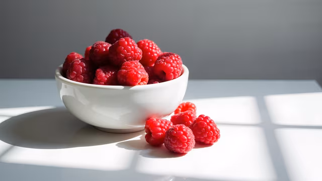 Raspberries in Bowl