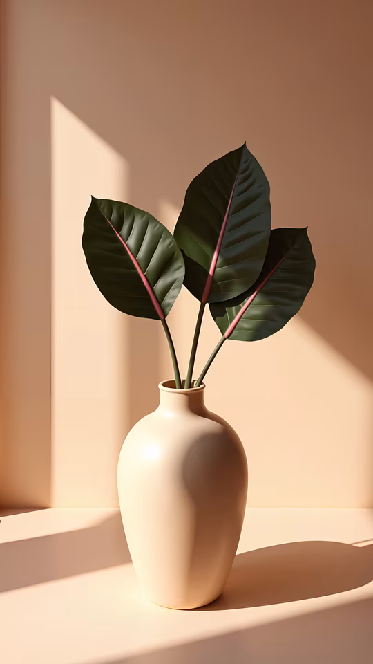 Vase with Tropical Leaves