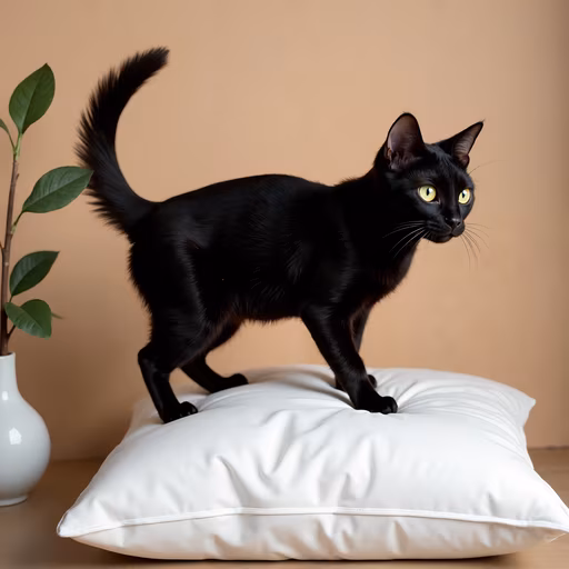 Black Cat on Pillow