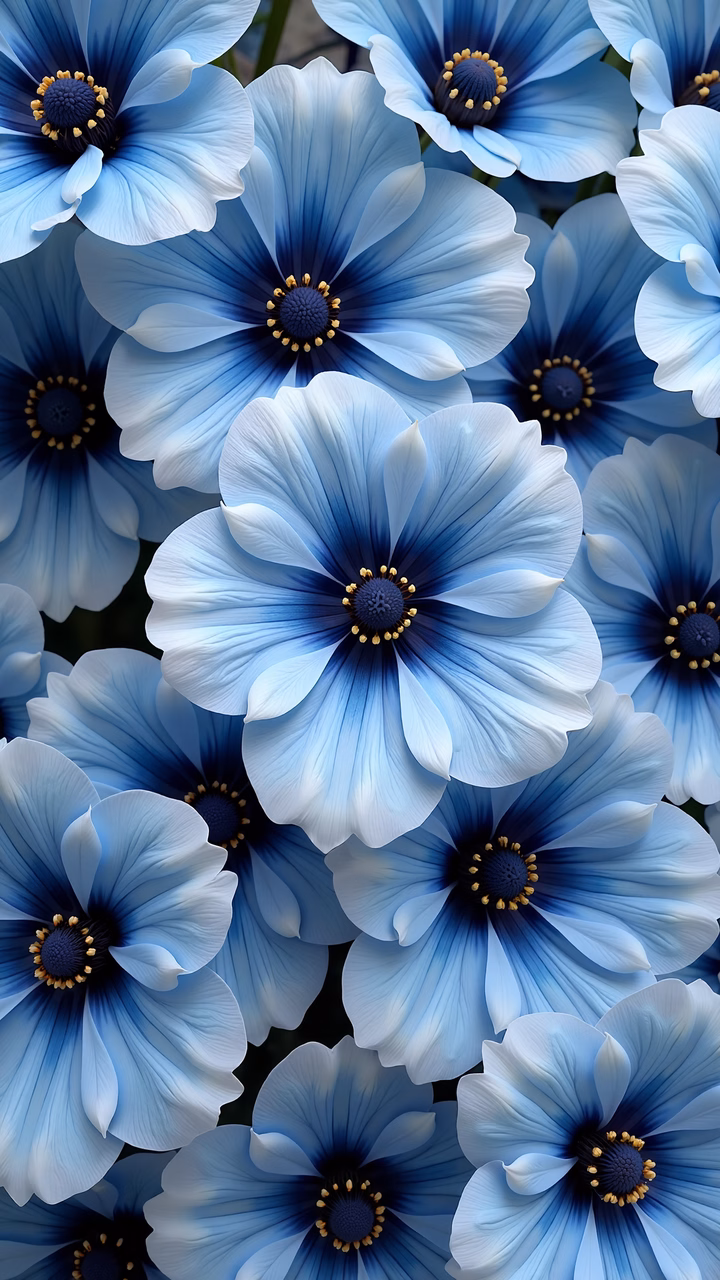 Detailed blue floral illustration with intricate details and soothing tones.