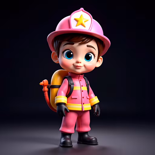 Cute Firefighter Illustration