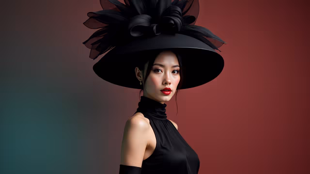 Elegant Lady in Black Hat