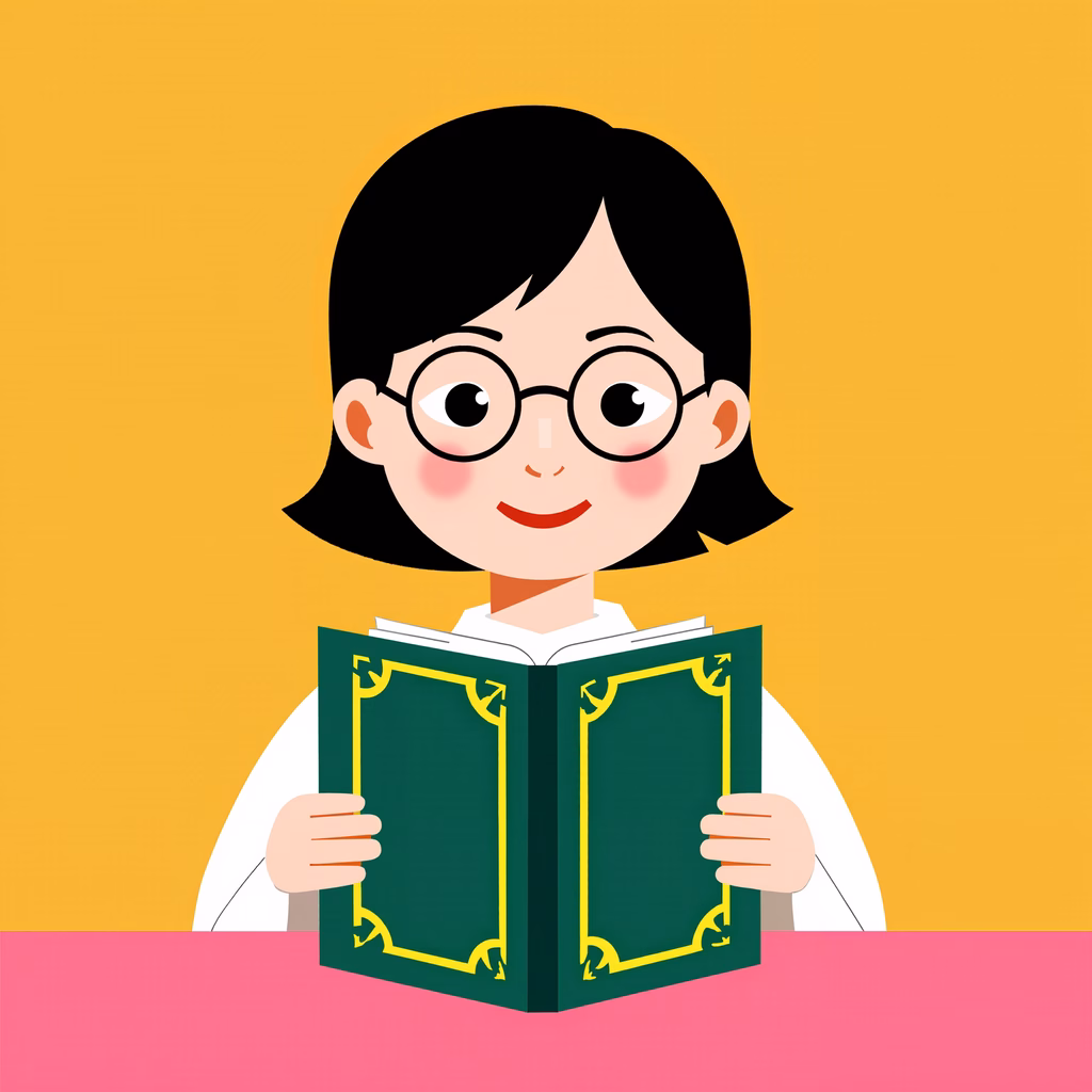 A joyful girl reading a colorful book, perfect for children's literature.