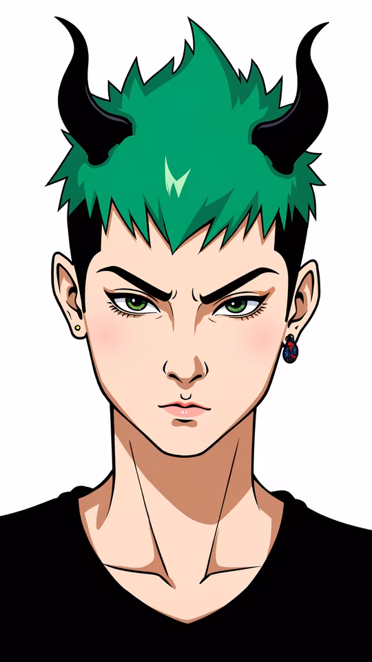 Green Horned Character Illustration