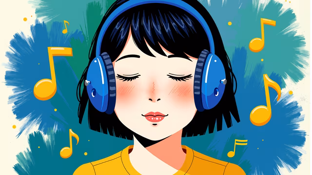 Listening to Music Illustration