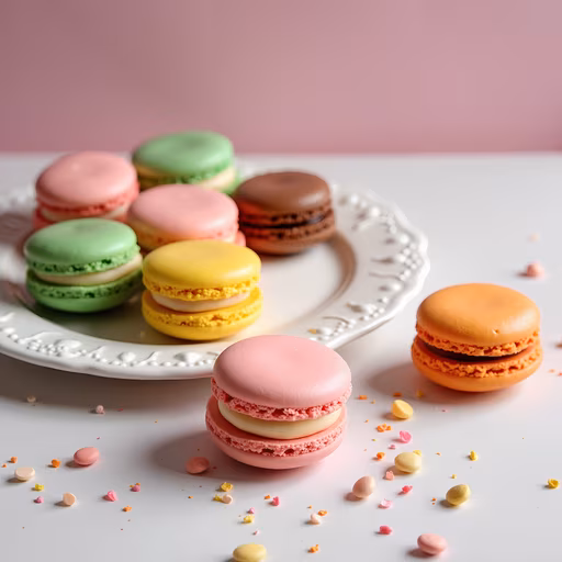 Macarons on Pastel Plate
