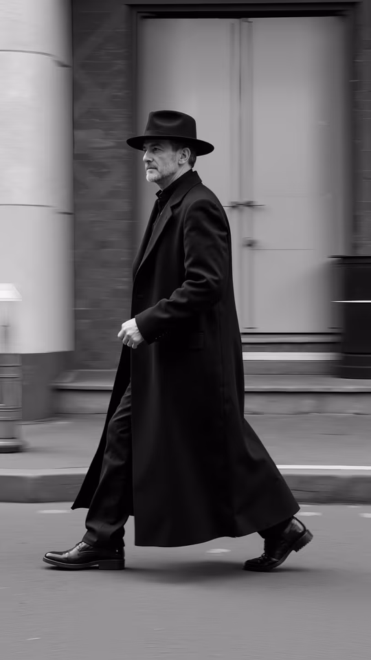 Man Walking in Black