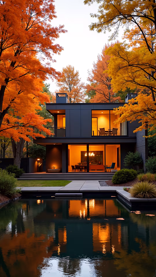 Modern Home in Autumn
