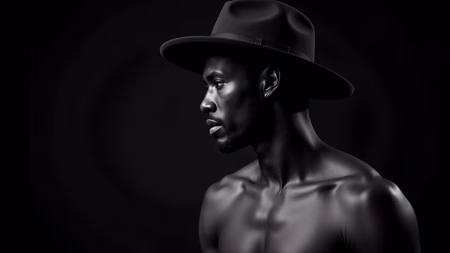 Monochrome Man in Hat
