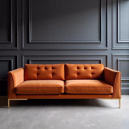 Orange Leather Sofa