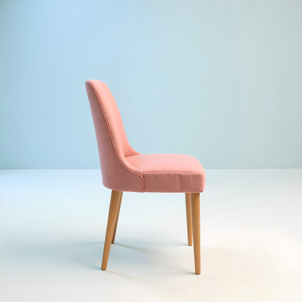 Minimalist pink chair against a gradient background