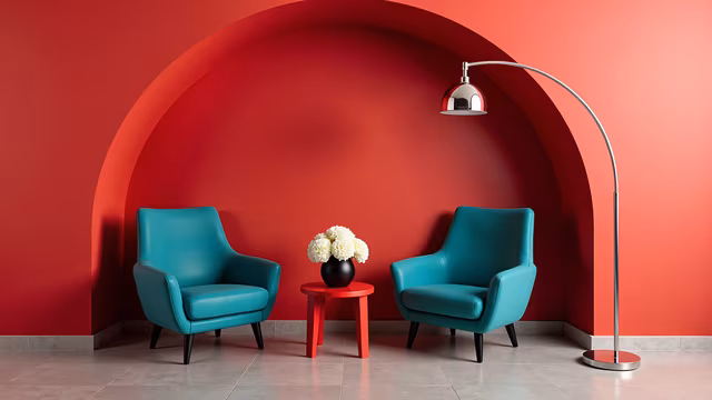 Red Arc and Aqua Chairs