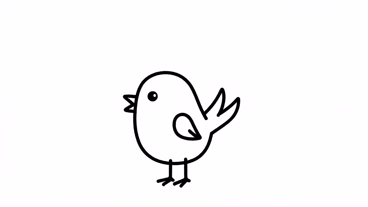Minimalist black and white bird illustration