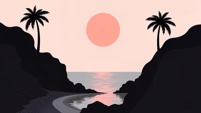 Sunset Beach Illustration