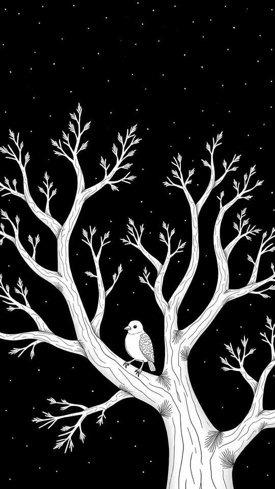 Tree and Bird Illustration