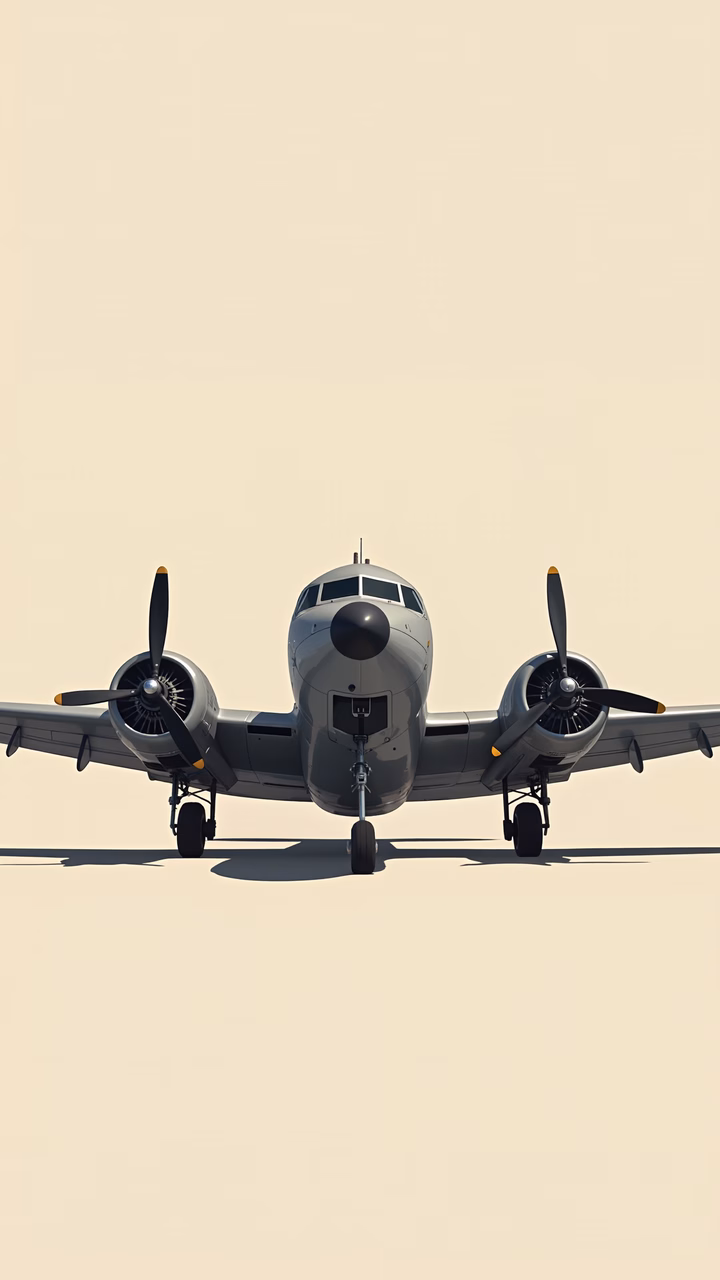 Vintage airplane illustration with muted colors and detailed design.