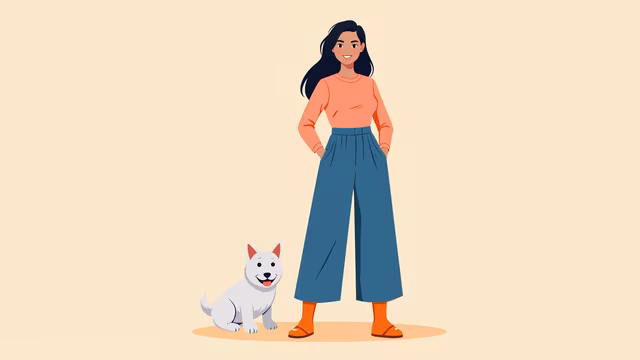 Woman and Dog Illustration