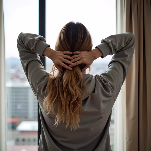 Woman Stretching by Window