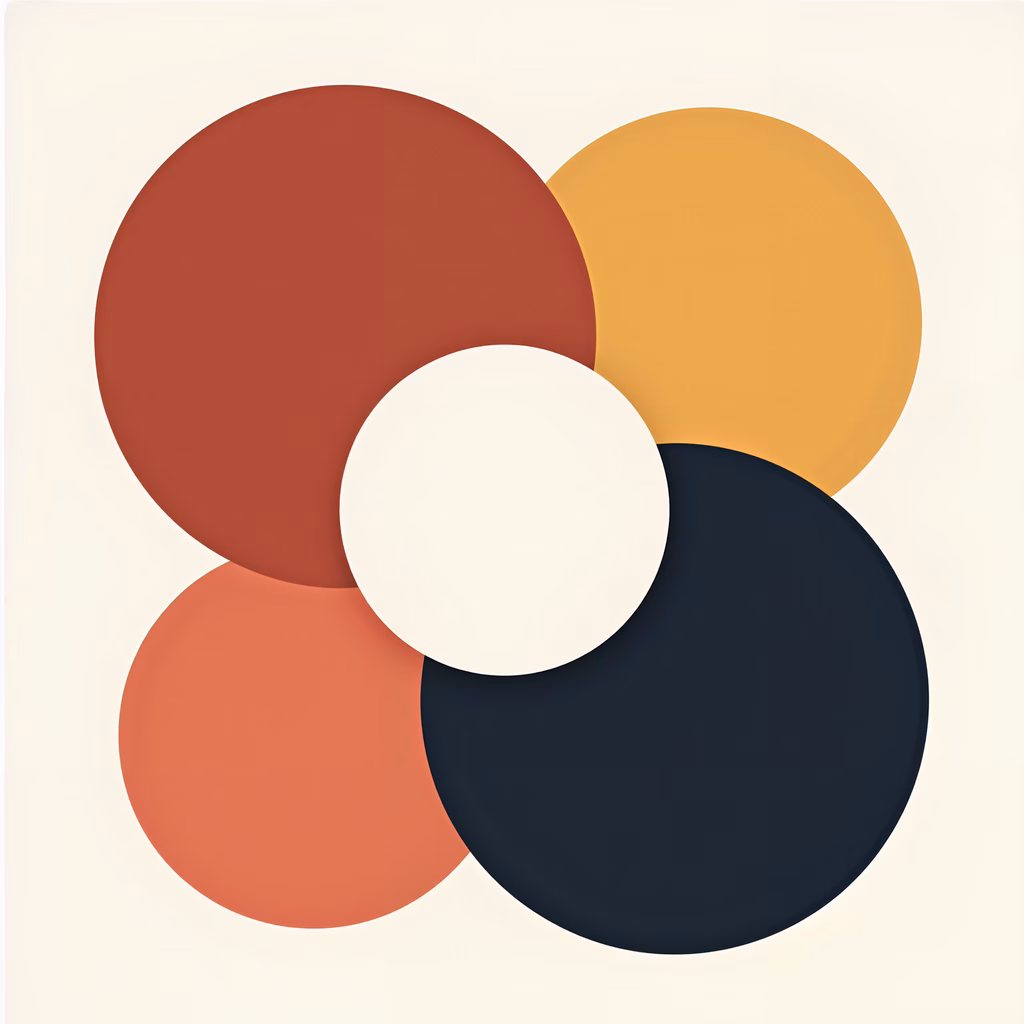 Bold abstract circles in a minimalist composition, showcasing vibrant contrasts and modern design.