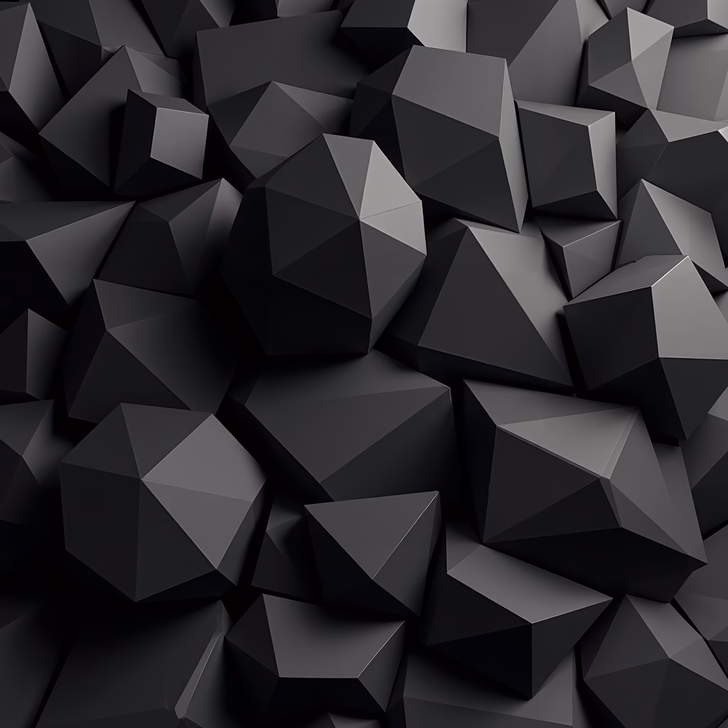 Abstract geometric polygons in black and gray tones, creating a modern, minimalist effect.