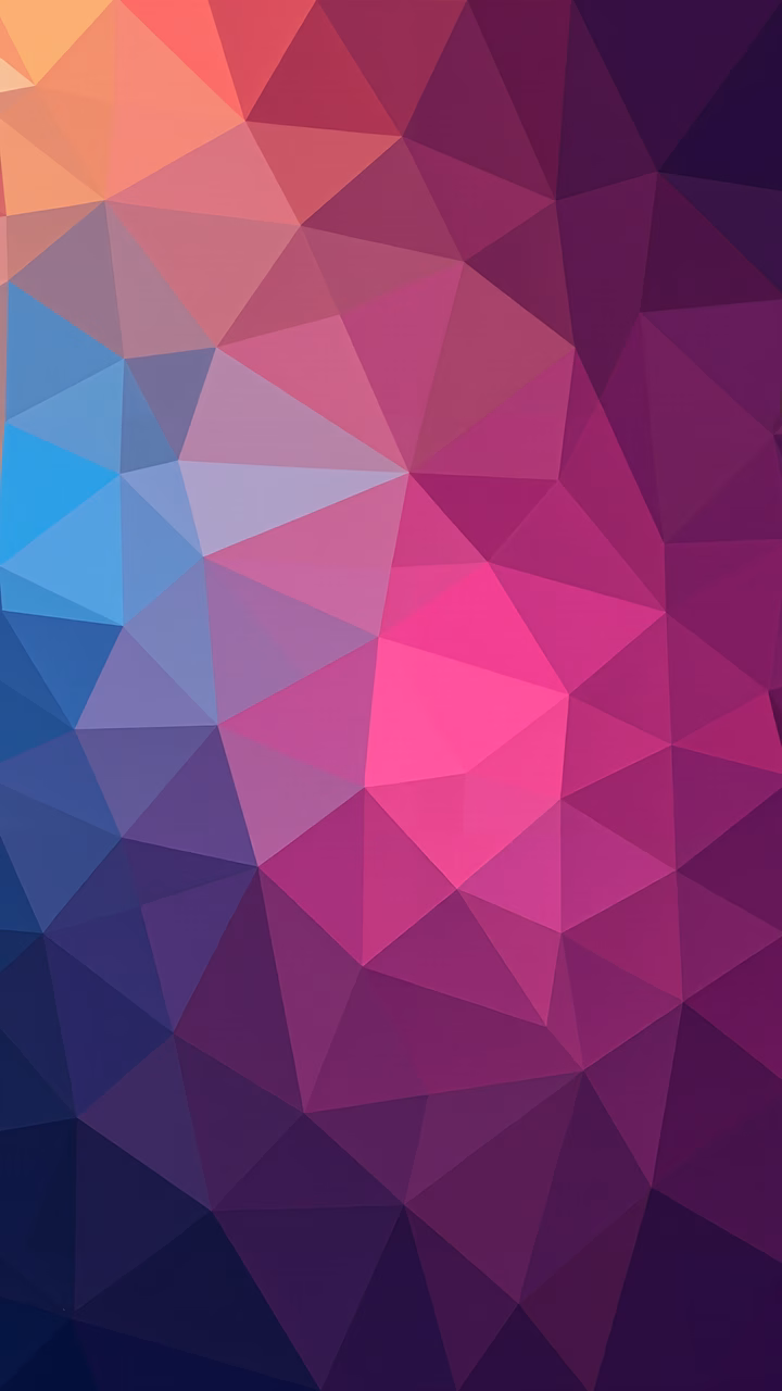 Vibrant geometric triangles in shades of purple and pink, creating a modern and dynamic abstract piece.