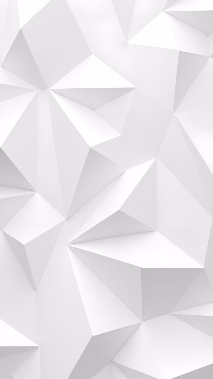 Minimalist abstract illustration with geometric triangles in shades of white, evoking serenity and depth.