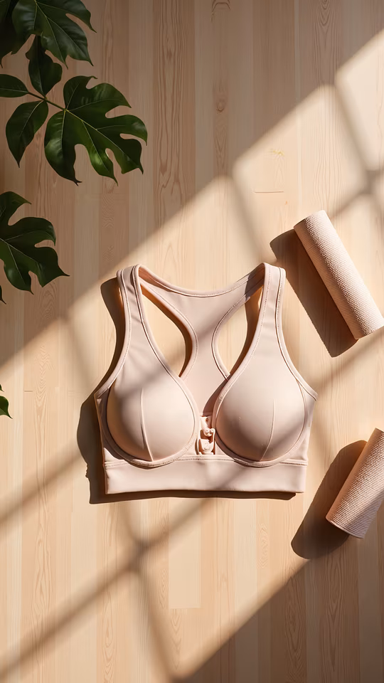 Beige Sports Bra with Yoga Mat