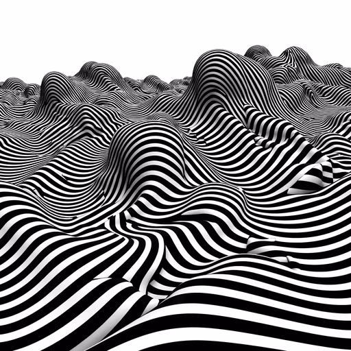 Black And White Striped Waves Illustration