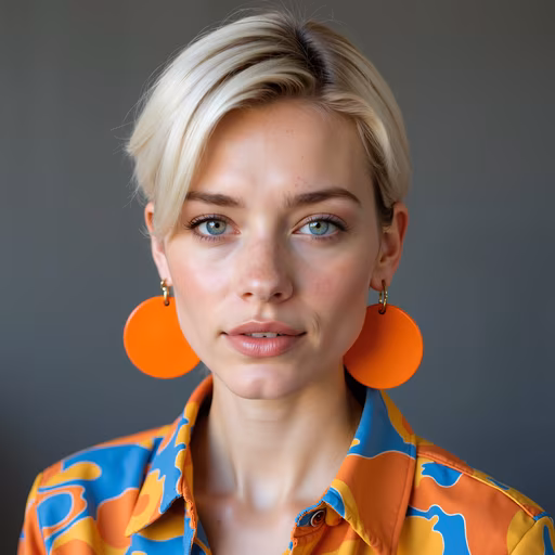 Bright Orange Earrings Portrait
