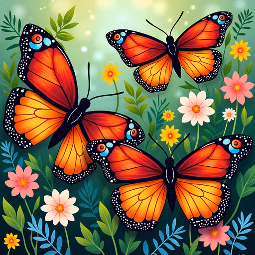 Butterflies in a Garden