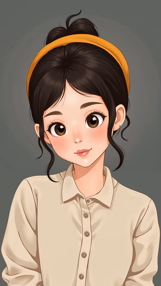 Cartoon Girl with Bun