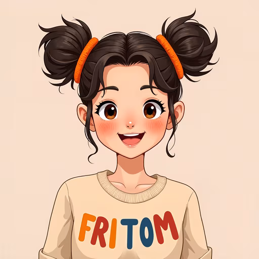 Cartoon Girl with Pigtails