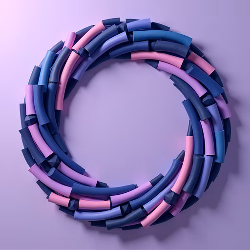 Circular Composition in Blue and Pink