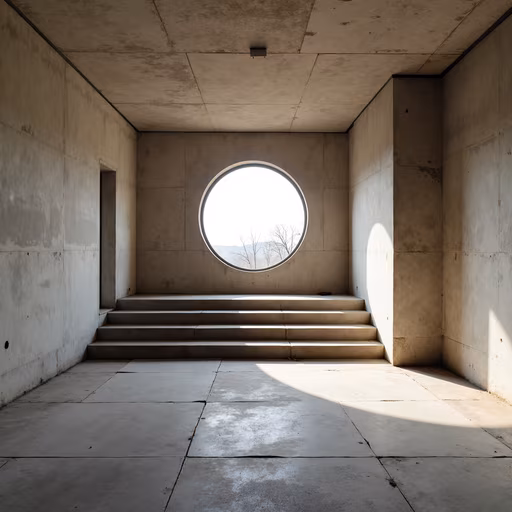 Circular Window Concrete Interior