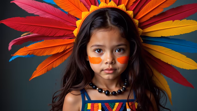 Colorful Feather Headdress Portrait