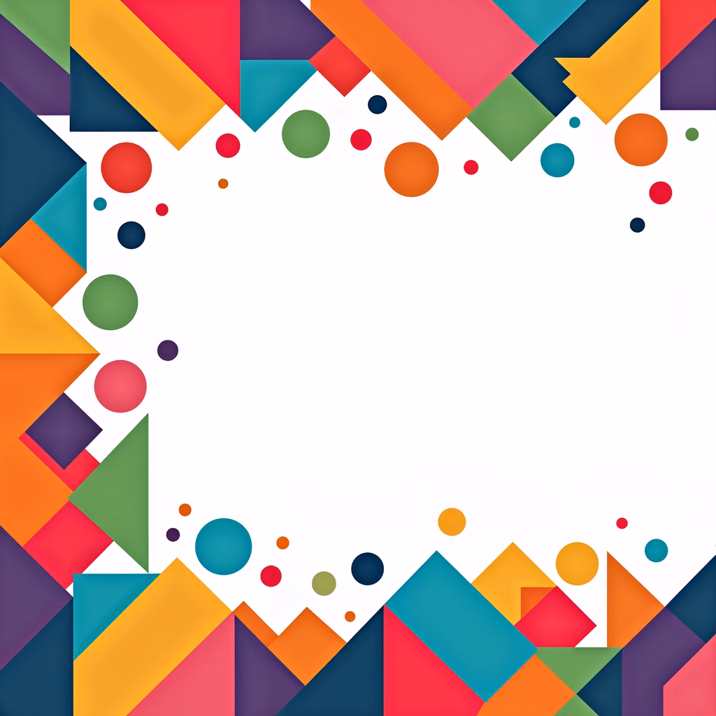 Vibrant geometric abstract art with colorful shapes and circles.