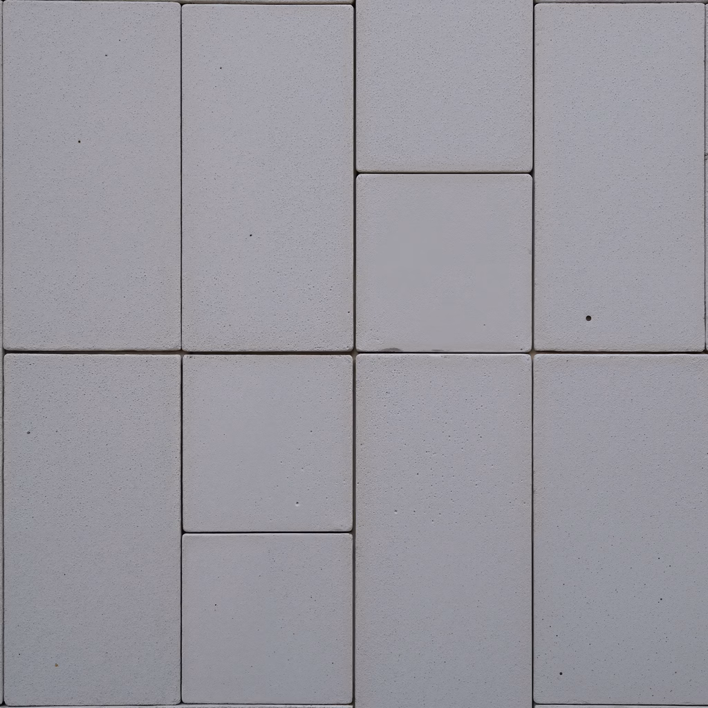 Close-up of uniform concrete tiles in a grid pattern, showcasing industrial architecture.