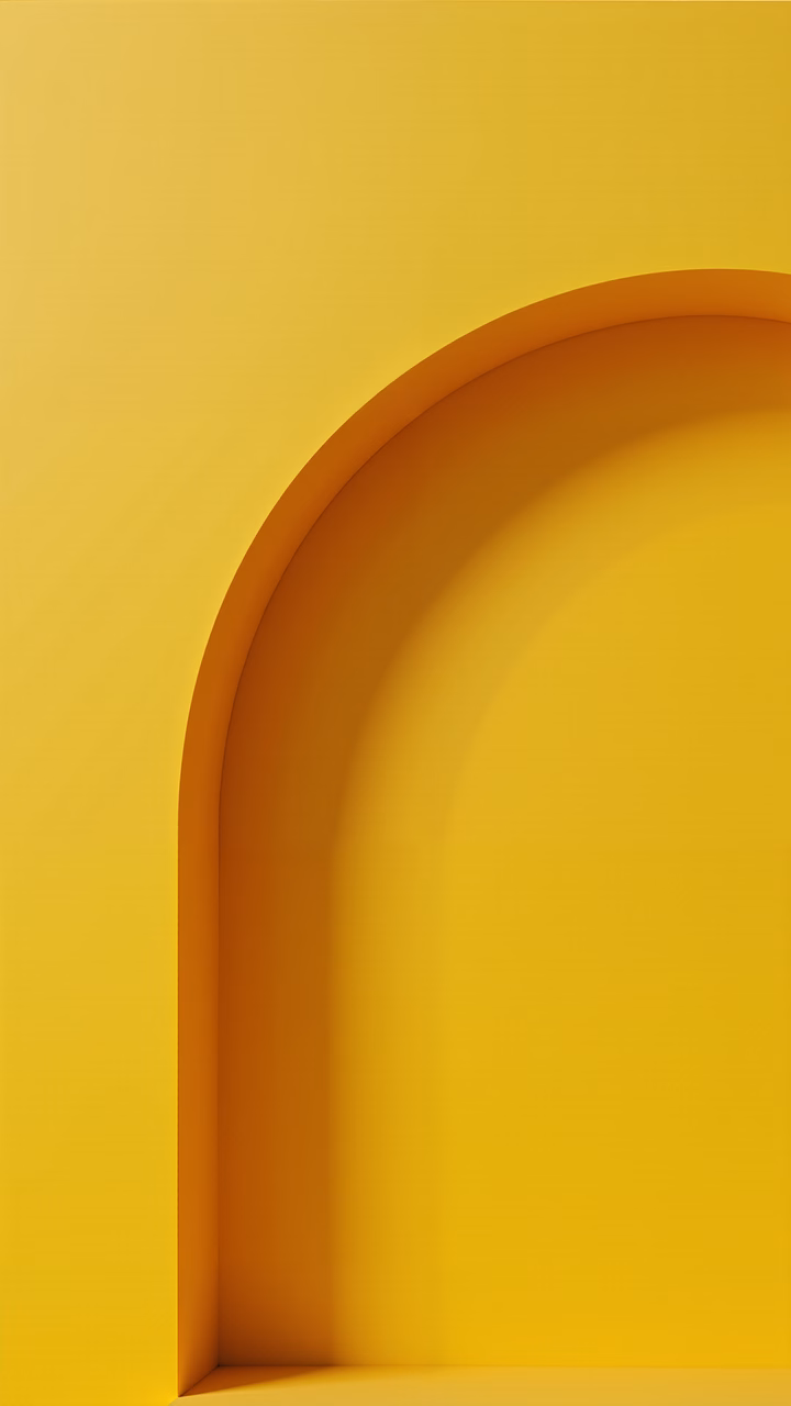 Minimalist curved shadow on yellow background