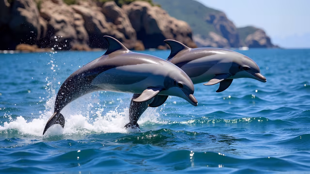 Dolphins Leaping