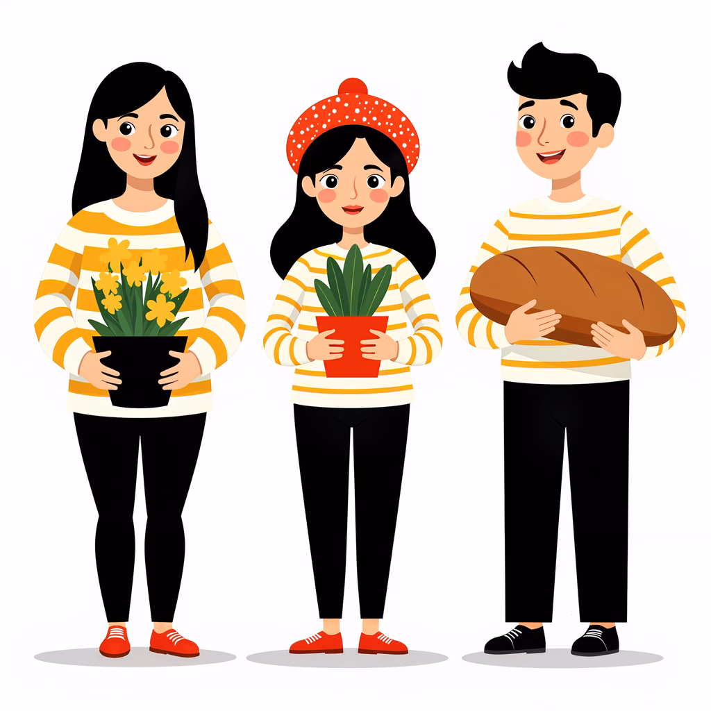 A family of three sharing a moment of togetherness through their shared interests and belongings.