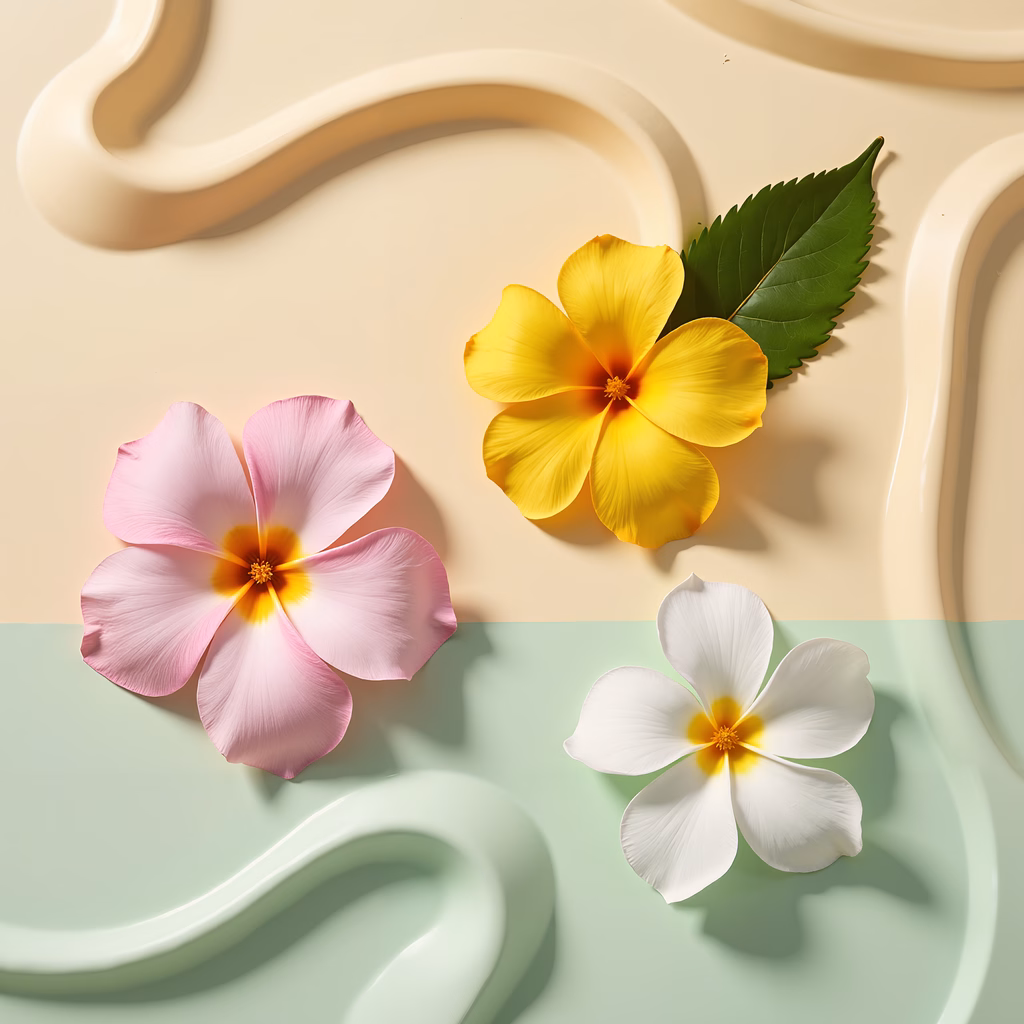 Vibrant floral illustration with pastel tones and elegant curves.